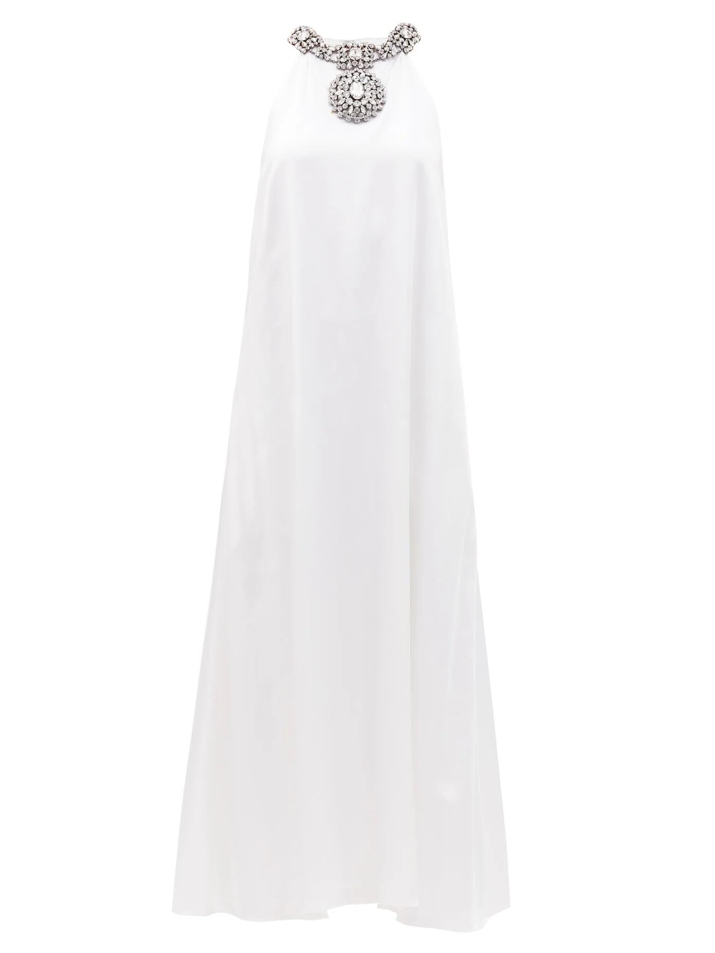 Crystal-embellished draped satin dress - 1