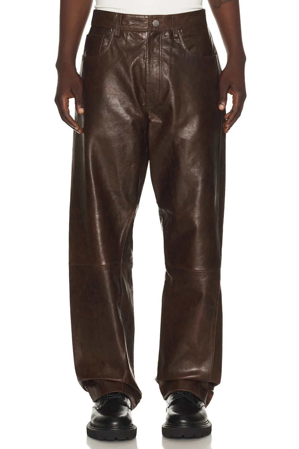 Wide Twist Leather Pant - 1