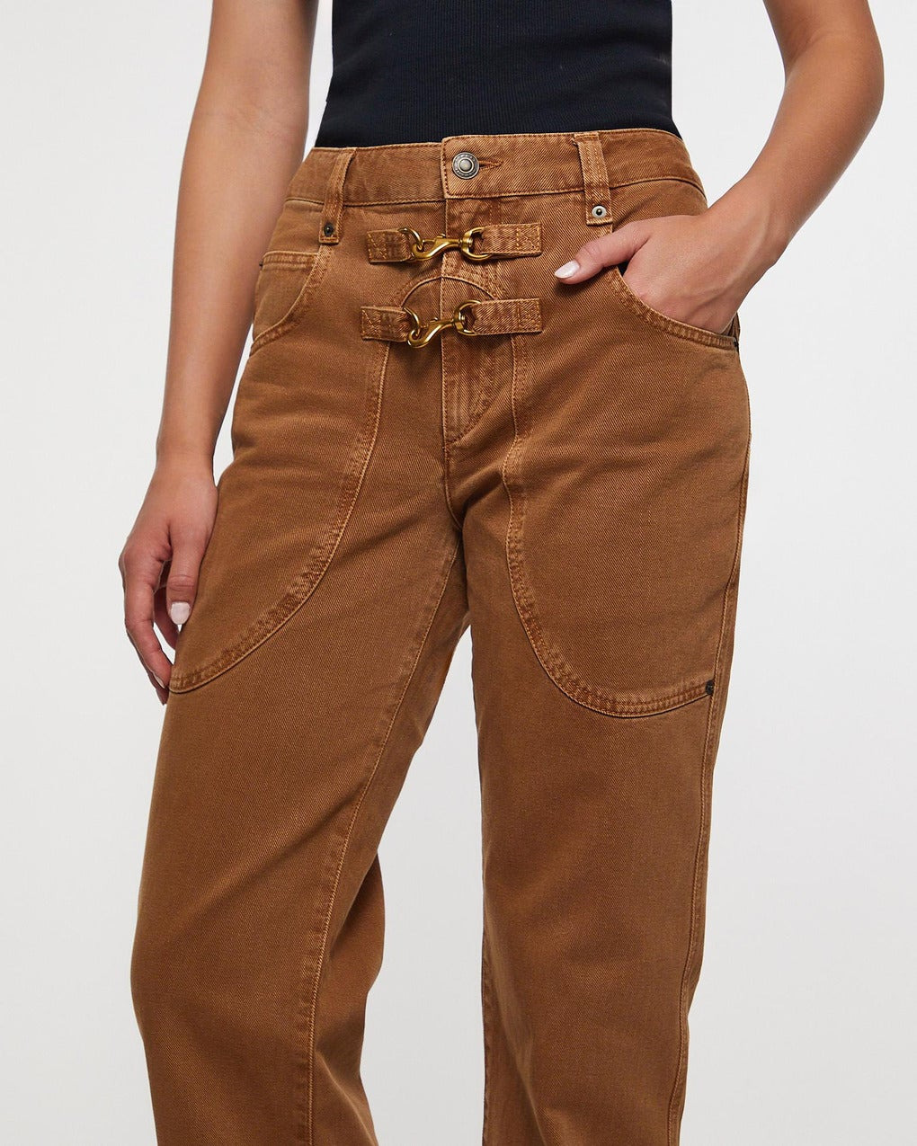 Trousers Brinley Gul/brun - 5