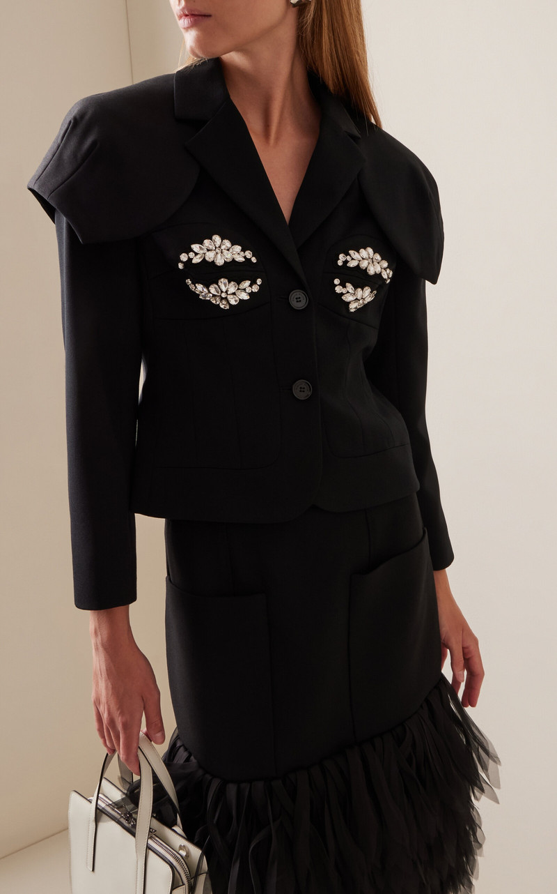 Simone Rocha Embellished Wool-Blend Blazer black outlook