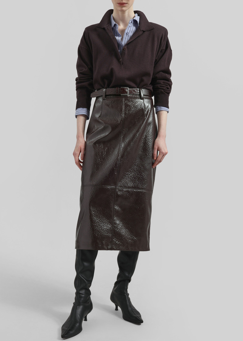 Taney Crackled Pencil Skirt - Brown 1