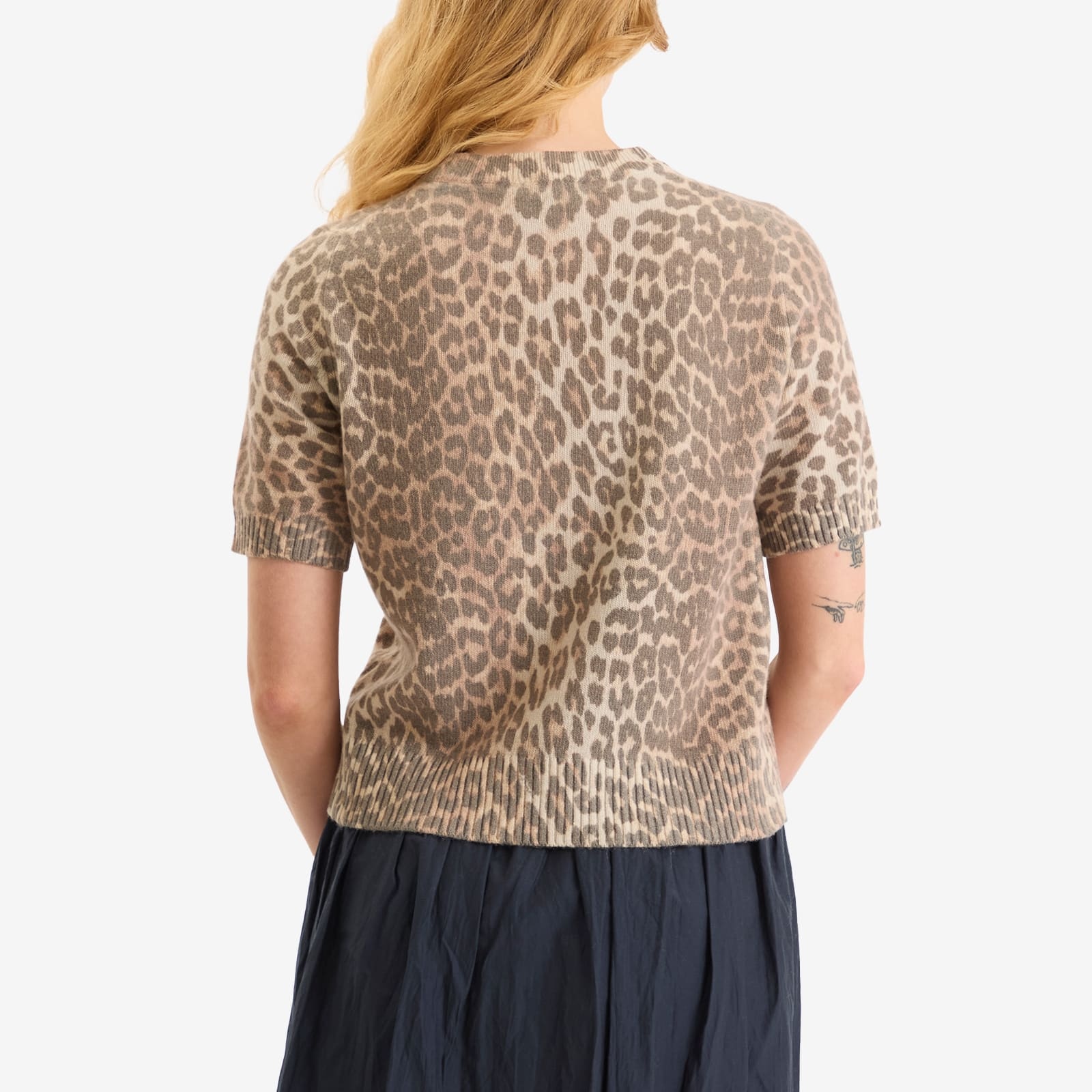GANNI GANNI Graphic Wool Mix Printed Leopard T-Shirt
