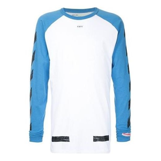 Men's Off-White Raglan Sleeve Colorblock Paint Arrow Long Sleeves Colorblock T-Shirt OMAB008F1718503 - 1