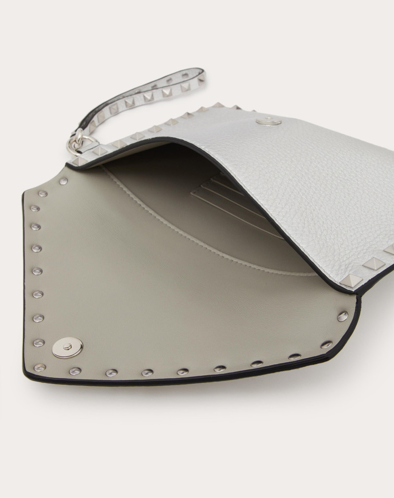 Valentino ROCKSTUD METALLIC GRAINY CALFSKIN CLUTCH BAG outlook