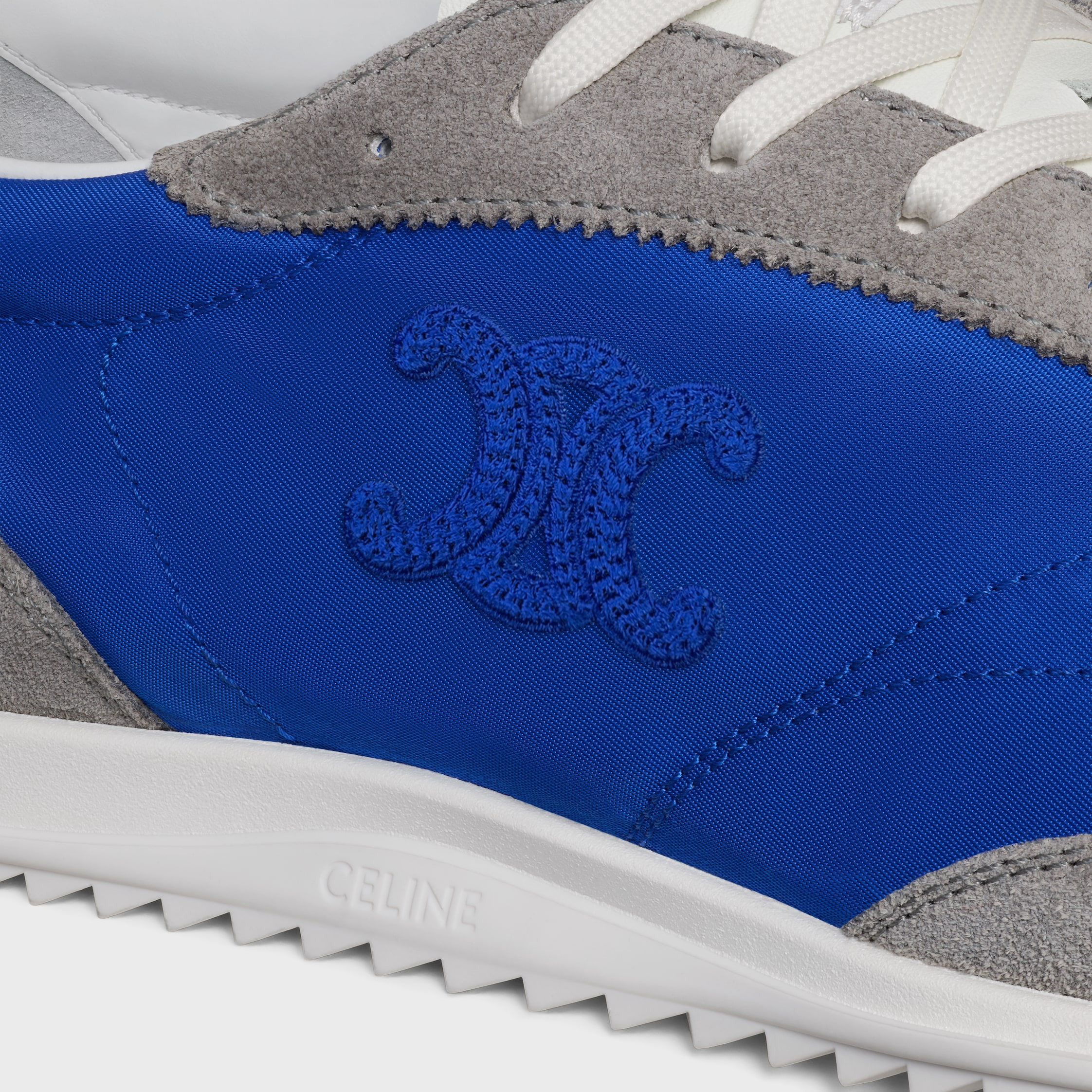 CELINE RACER LOW LACE-UP SNEAKER WITH TRIOMPHE IN NYLON, SUEDE CALFSKIN AND CALFSKIN - 5