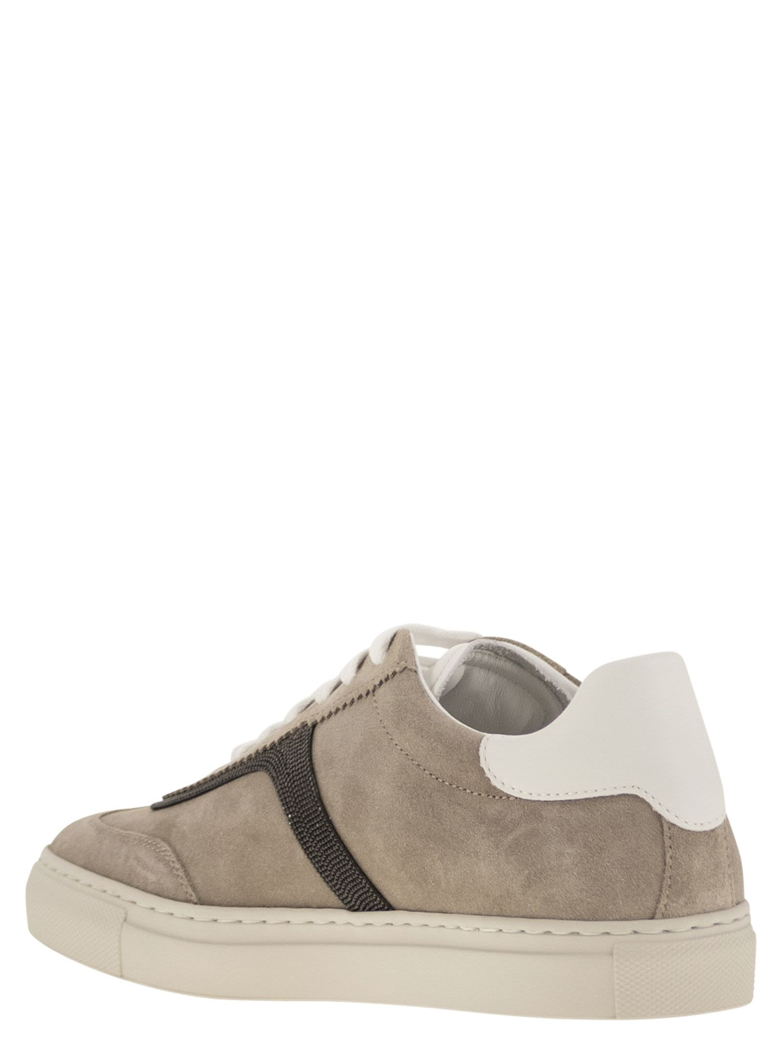 Brunello Cucinelli Women Suede Trainers With Precious Detailing - 3