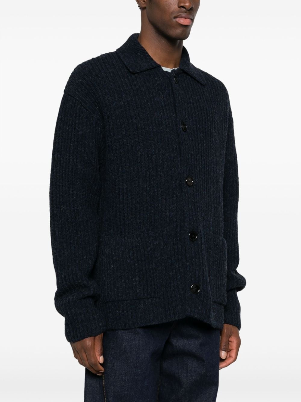 ribbed-knit wool cardigan - 4