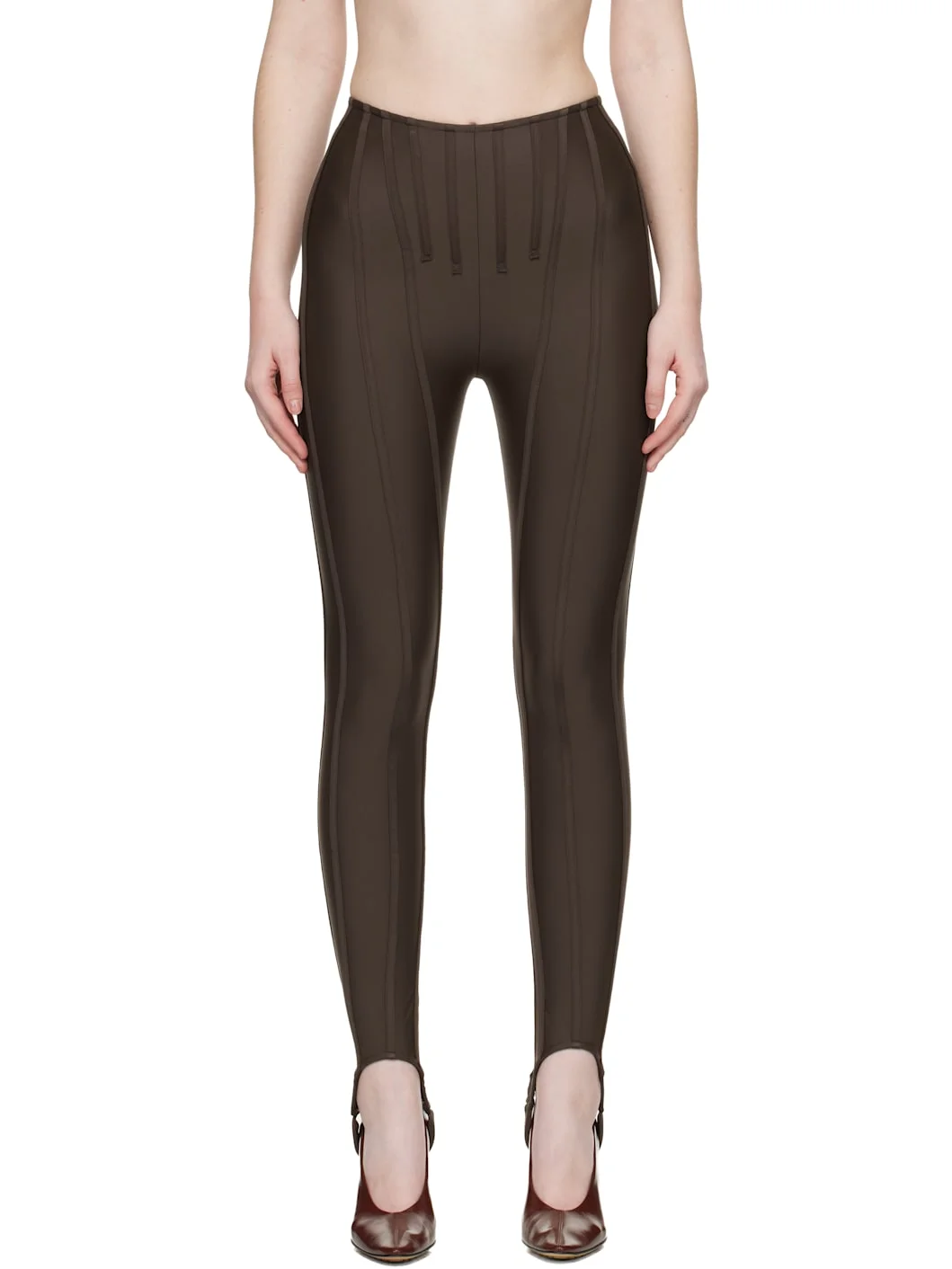 SSENSE Exclusive Brown Corseted Leggings - 1