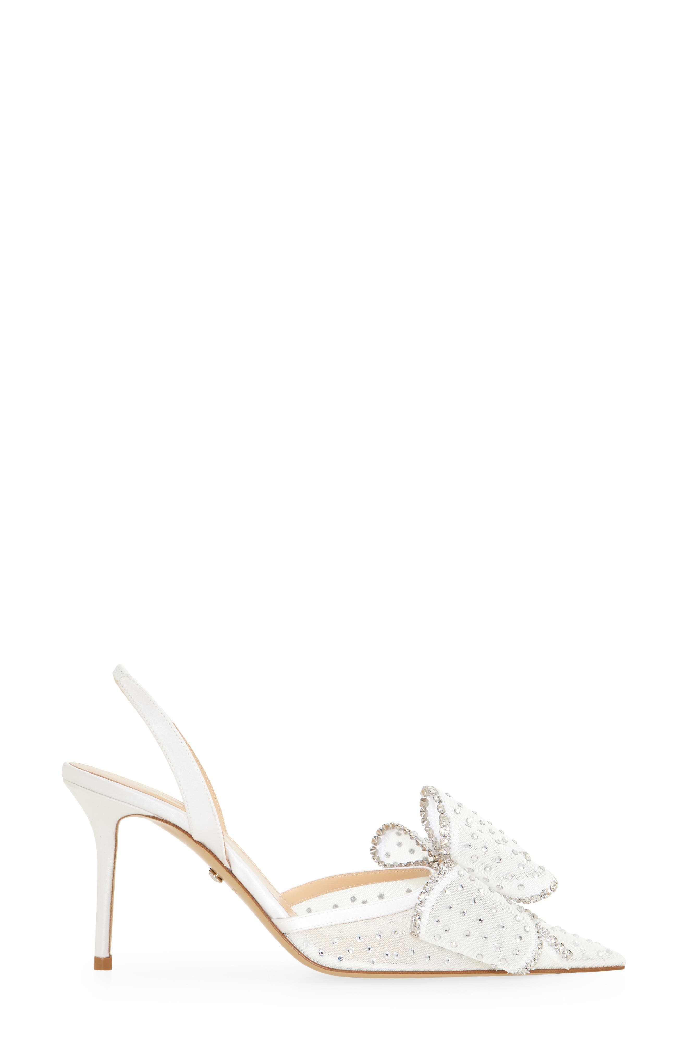 Mach & Mach Le Cadeau Bow Pointed Toe Slingback Pump in White at Nordstrom - 3