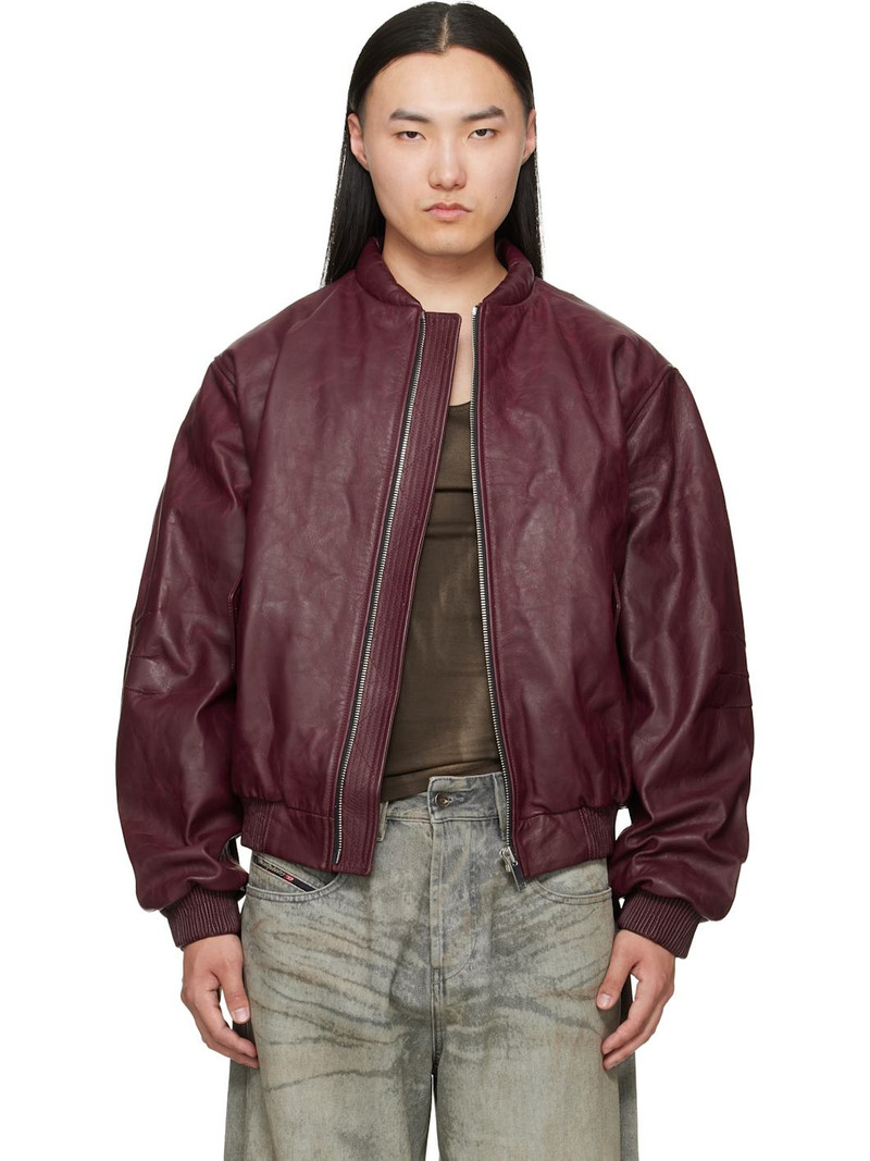 Red Leather Bomber Jacket 1