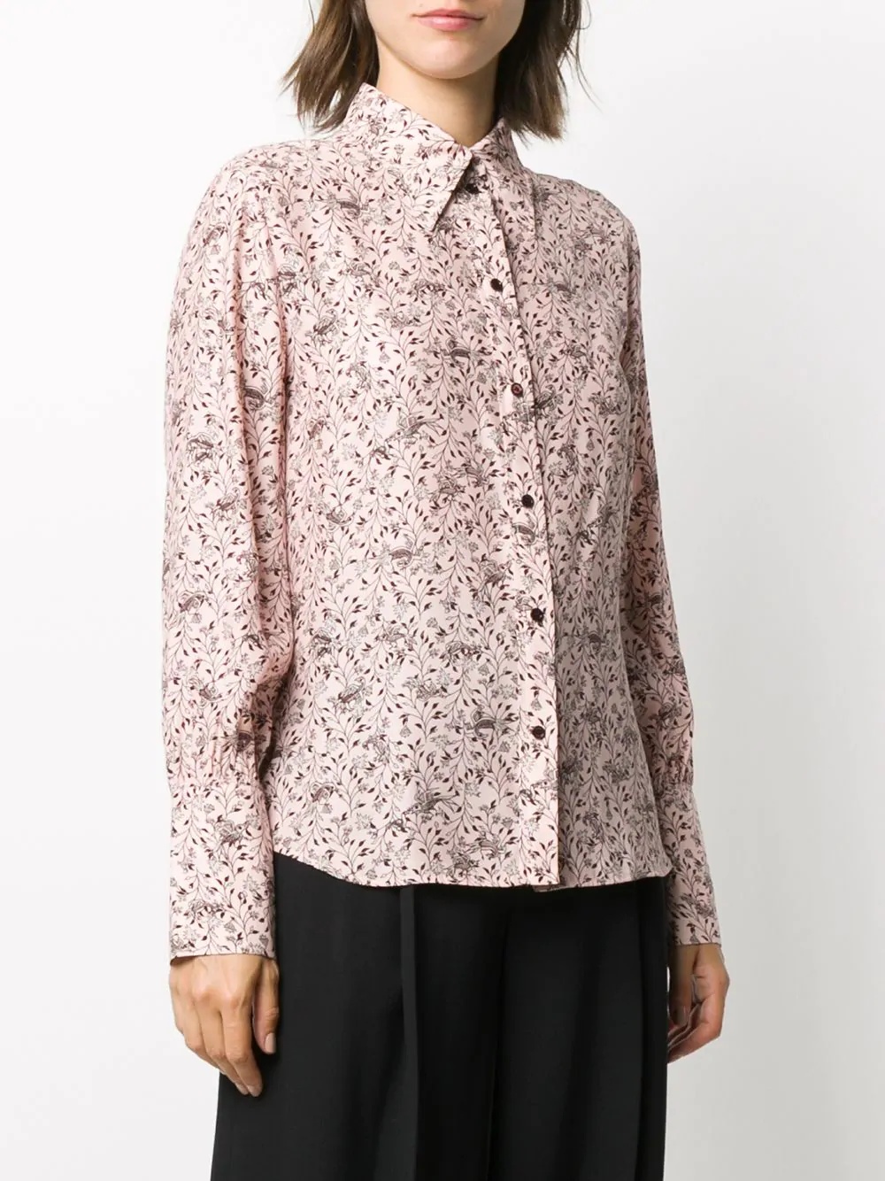 bird print silk shirt - 3