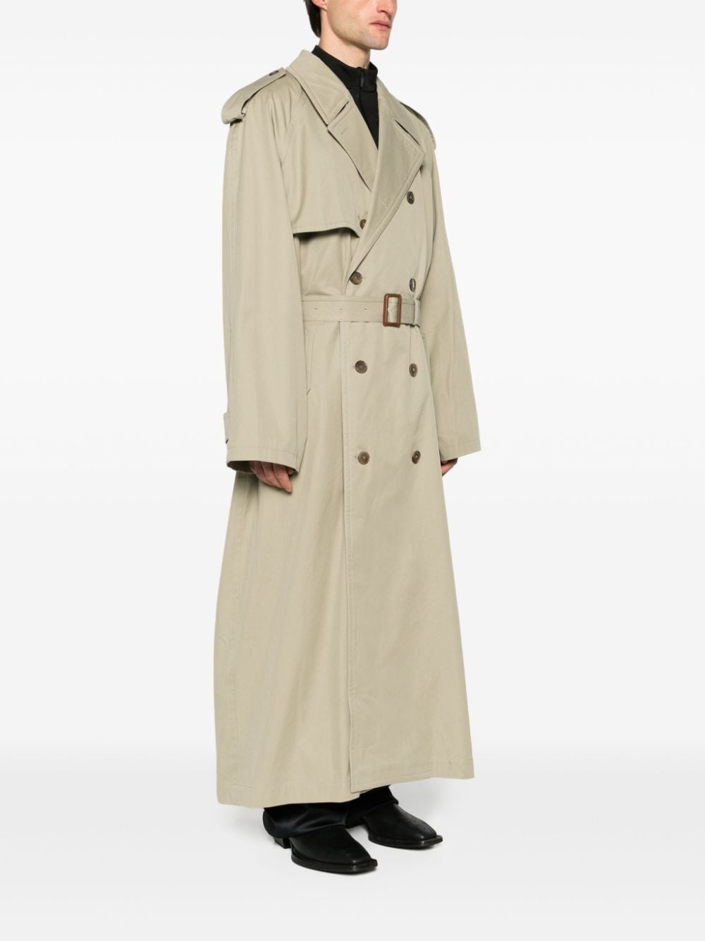 belted maxi trench coat - 3
