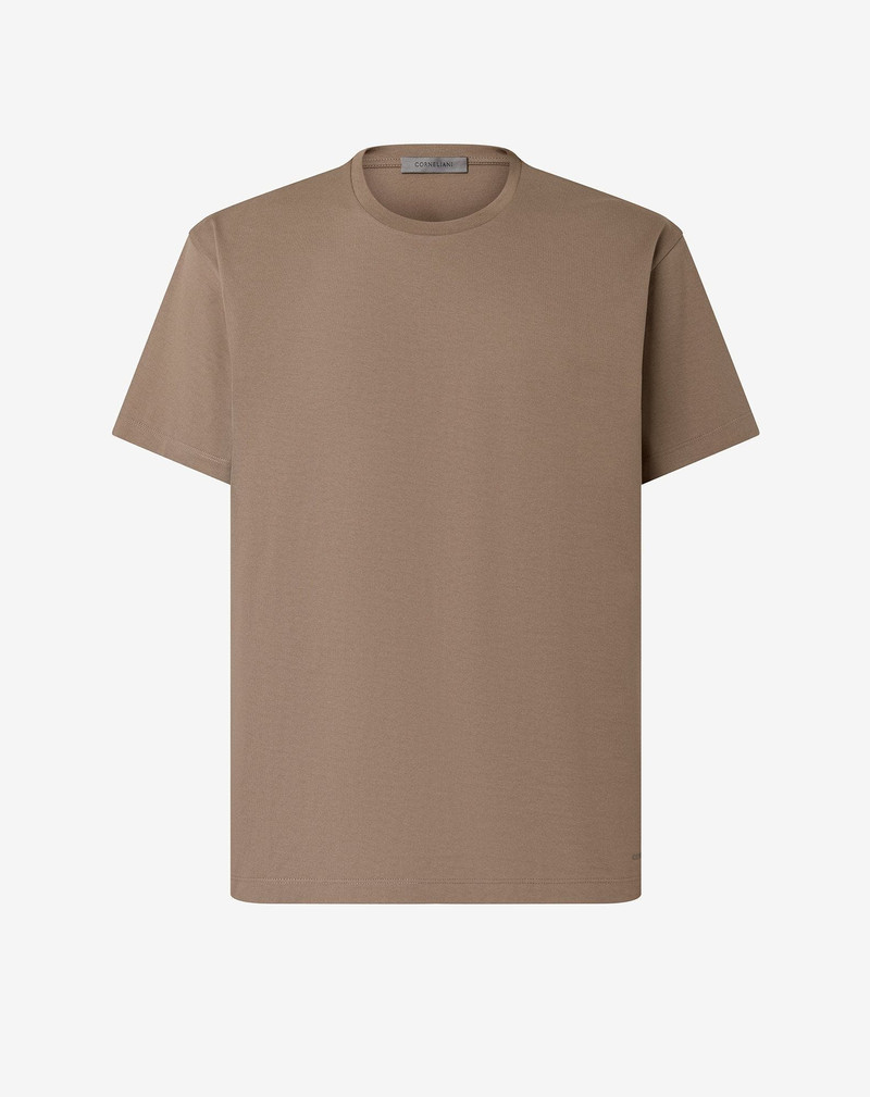 Brown crew neck cotton jersey t-shirt 1