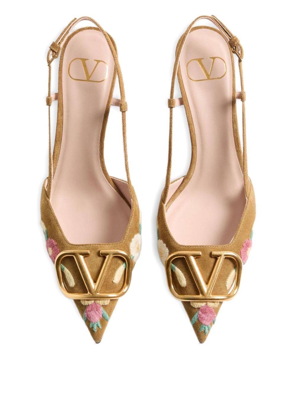 80mm floral-embroidered slingback pumps - 4
