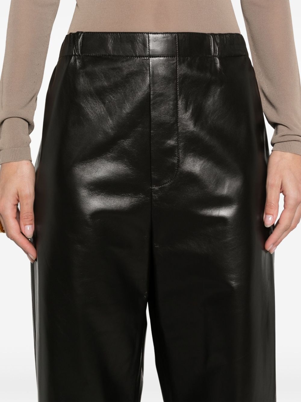 straight-leg leather trousers - 5