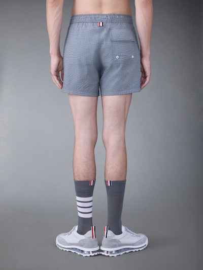 Thom Browne striped seersucker-texture swim shorts outlook
