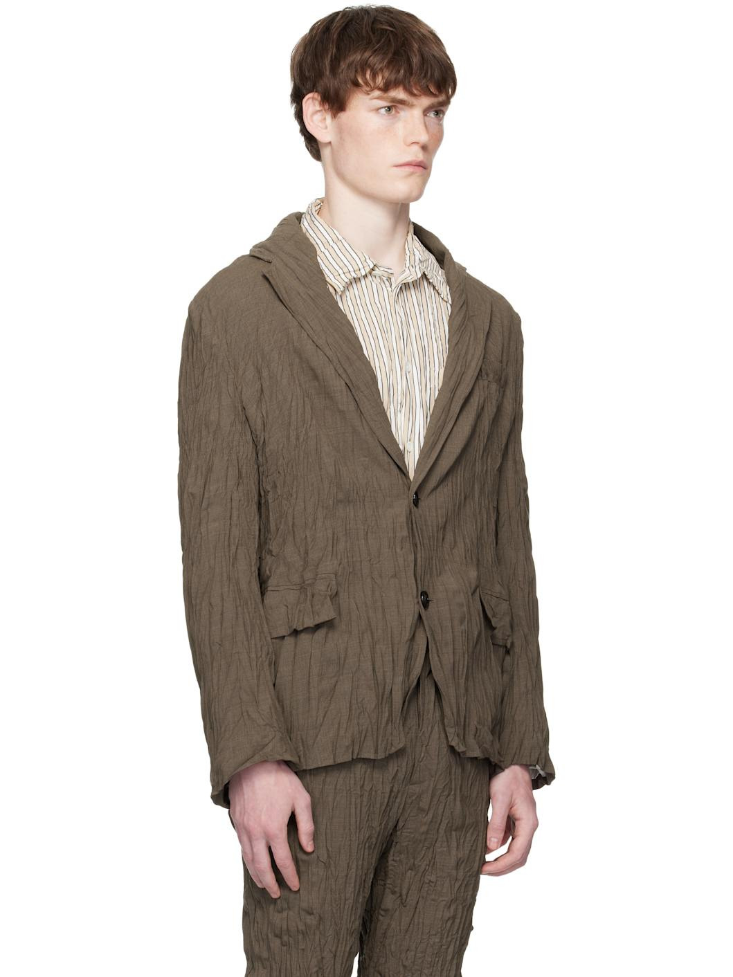 Brown Crushed Wool Blazer - 2