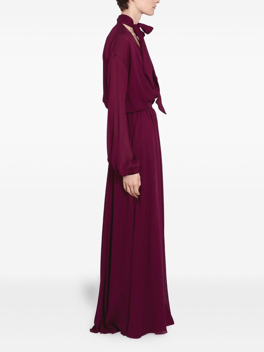 tie-neck silk maxi dress - 4