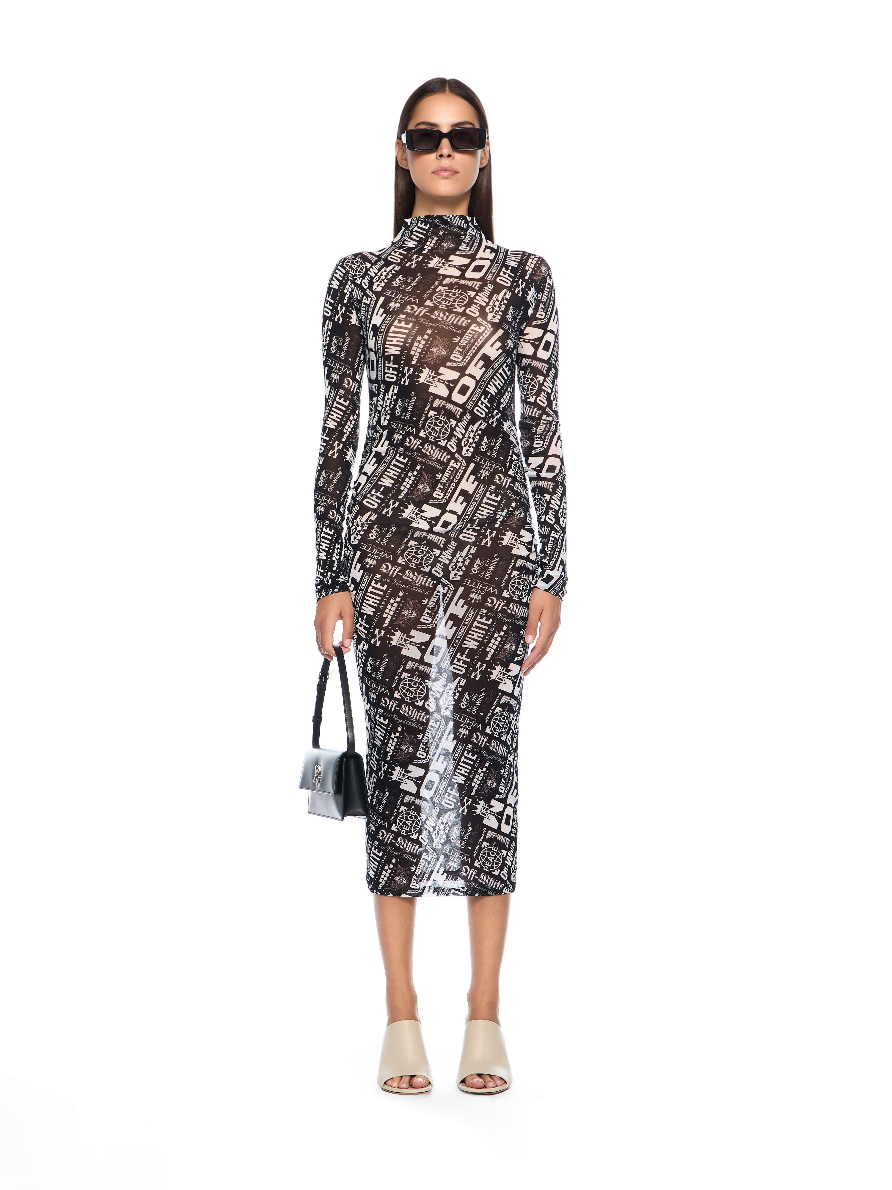 Multilogo Mesh Gather Midi Dress - 2