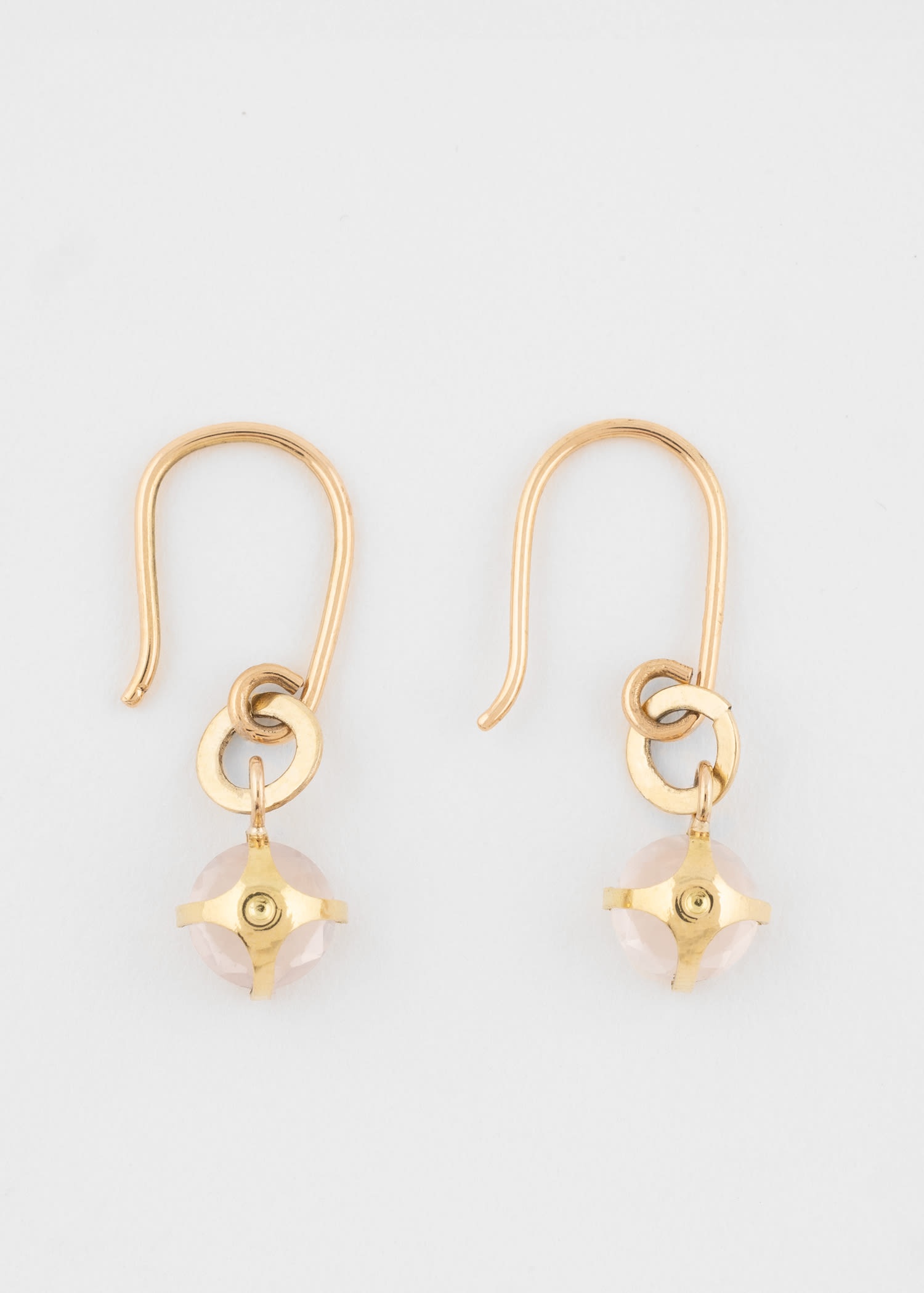 'Clara' Pink Quartz Gold Earrings by Helena Rohner - 4