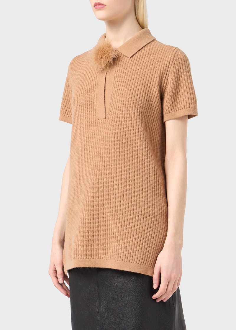 POLO SHIRT WITH MARABOU POM-POMS 5