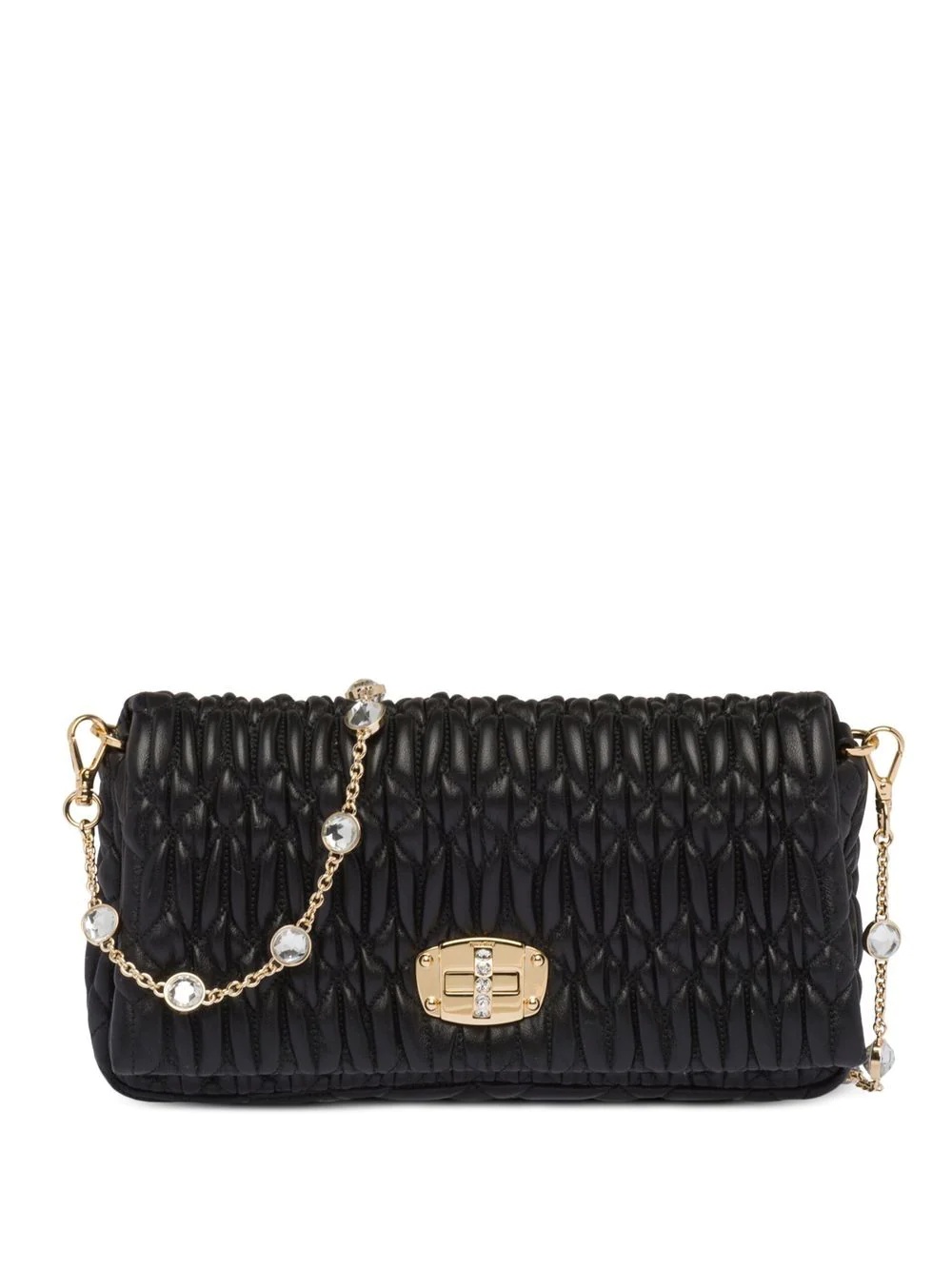 Miu Crystal Cloqué nappa leather bag - 1