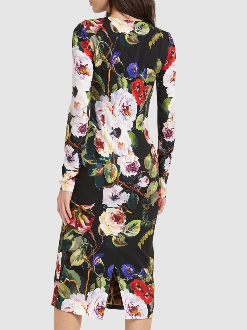 Silk charmeuse flower print midi dress - 3