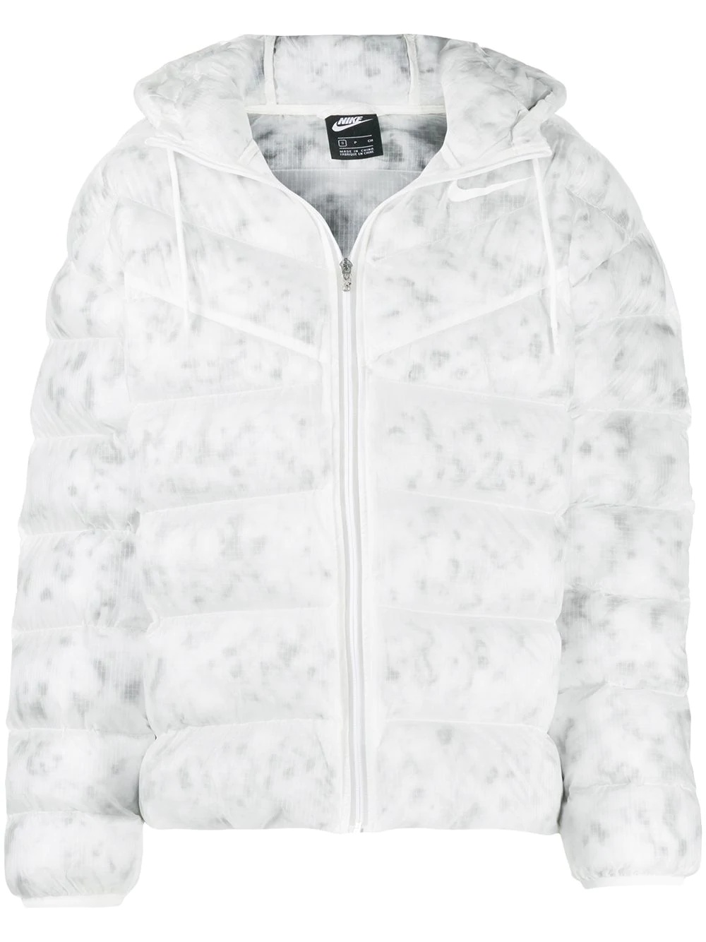 marbled-print quilted jacket - 1