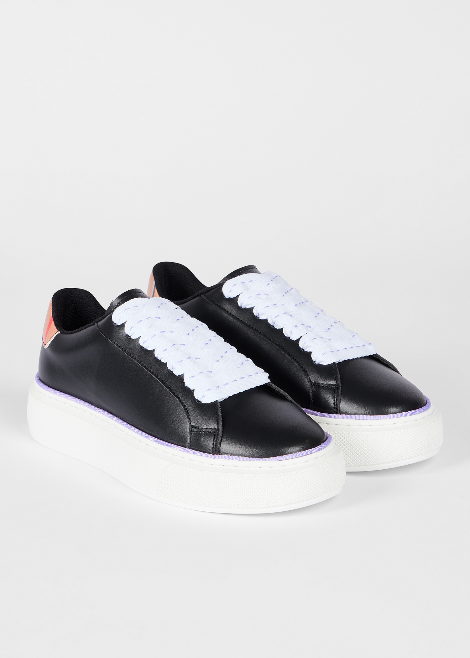 Women's Black Leather 'Guppy' Platform Trainers - 3