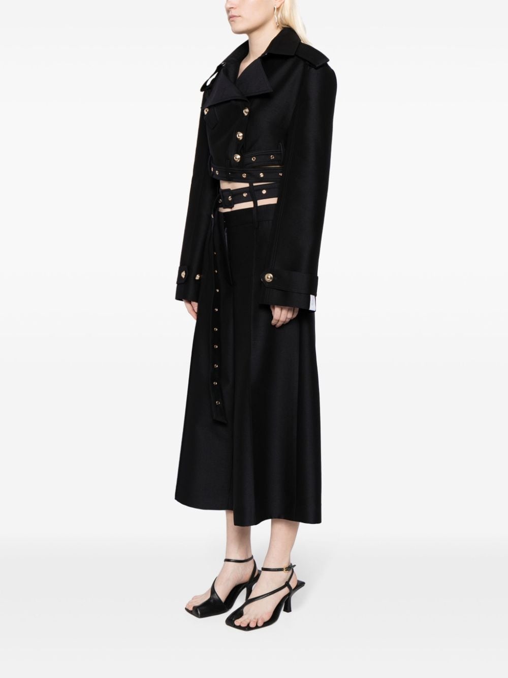 belted cropped jacket - 3