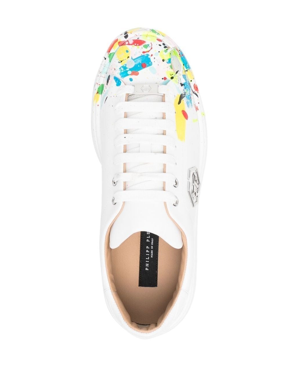 paint splatter-print lace-up sneakers - 4