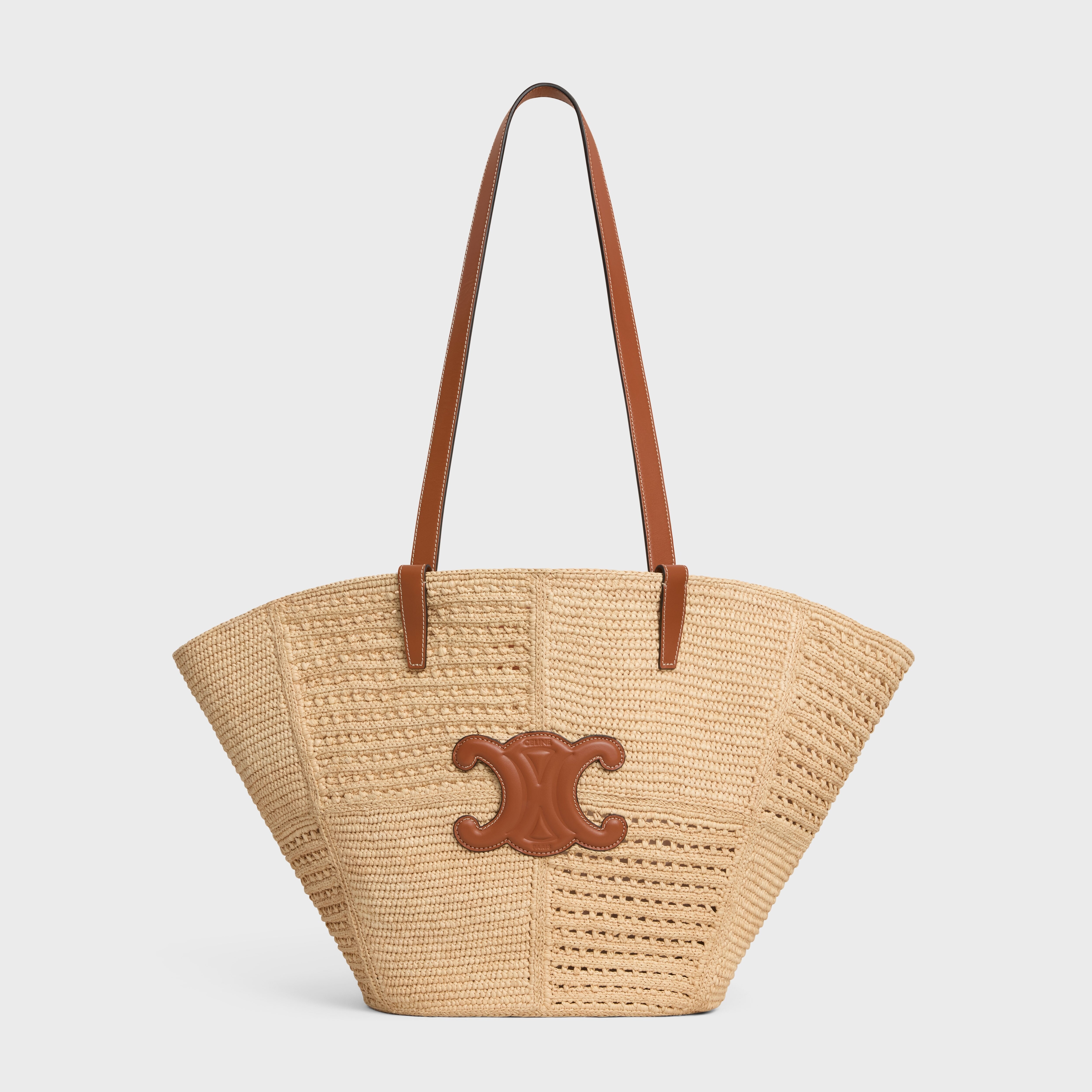 Celine Classic Panier Medium Couffin IN RAFFIA PATCHWORK AND CALFSKIN - 1