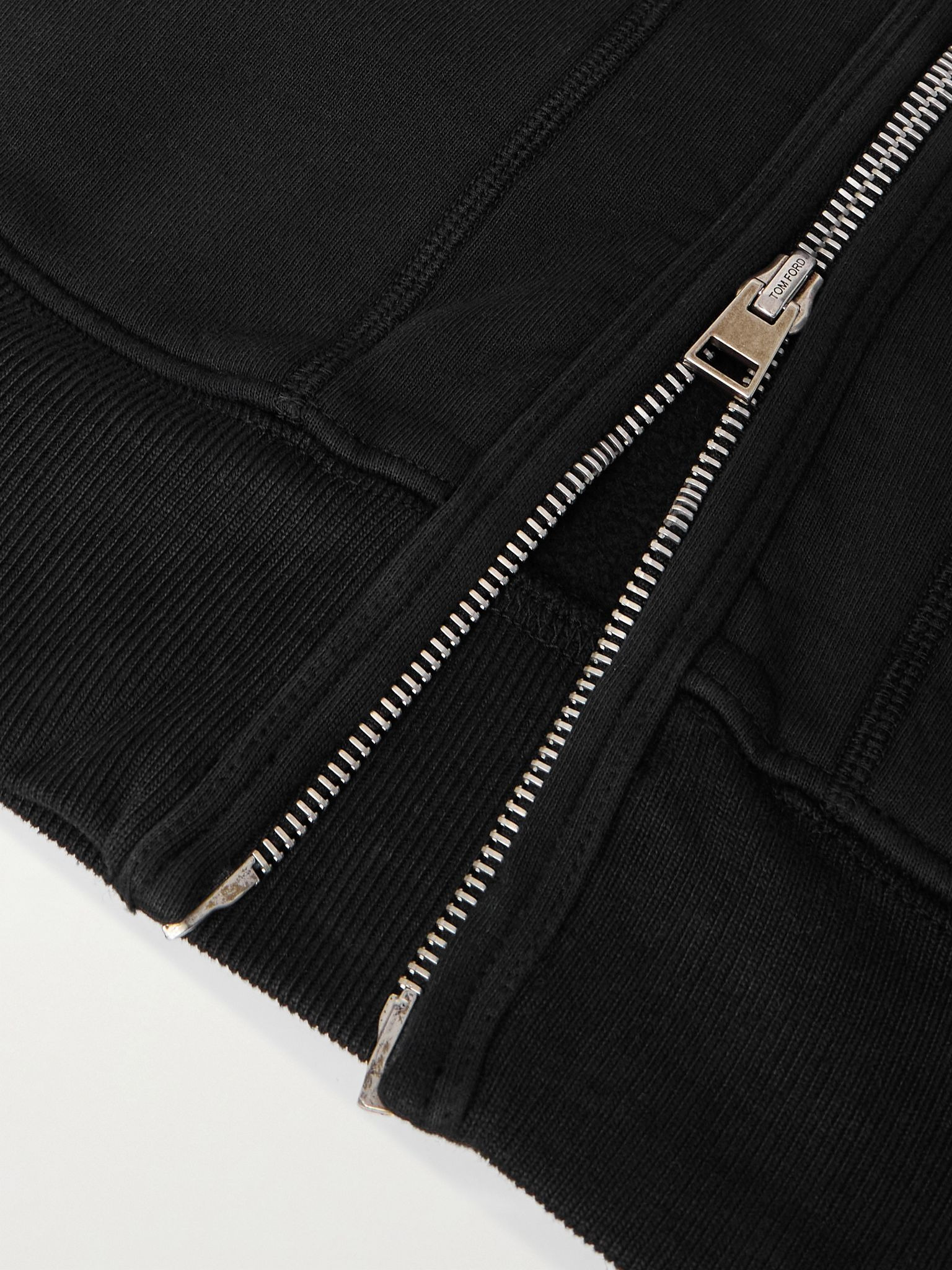 Slim-Fit Cotton-Jersey Zip-Up Hoodie Black - 5