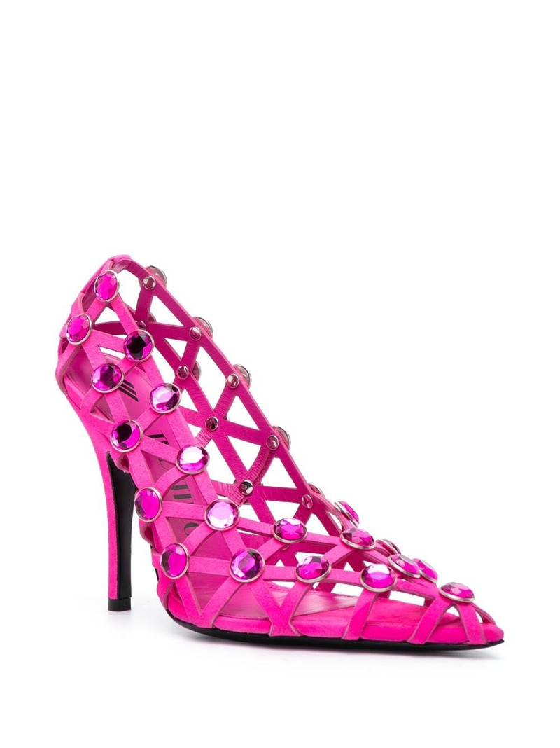 THE ATTICO Grid 105mm rhinestone-embellished pumpss outlook