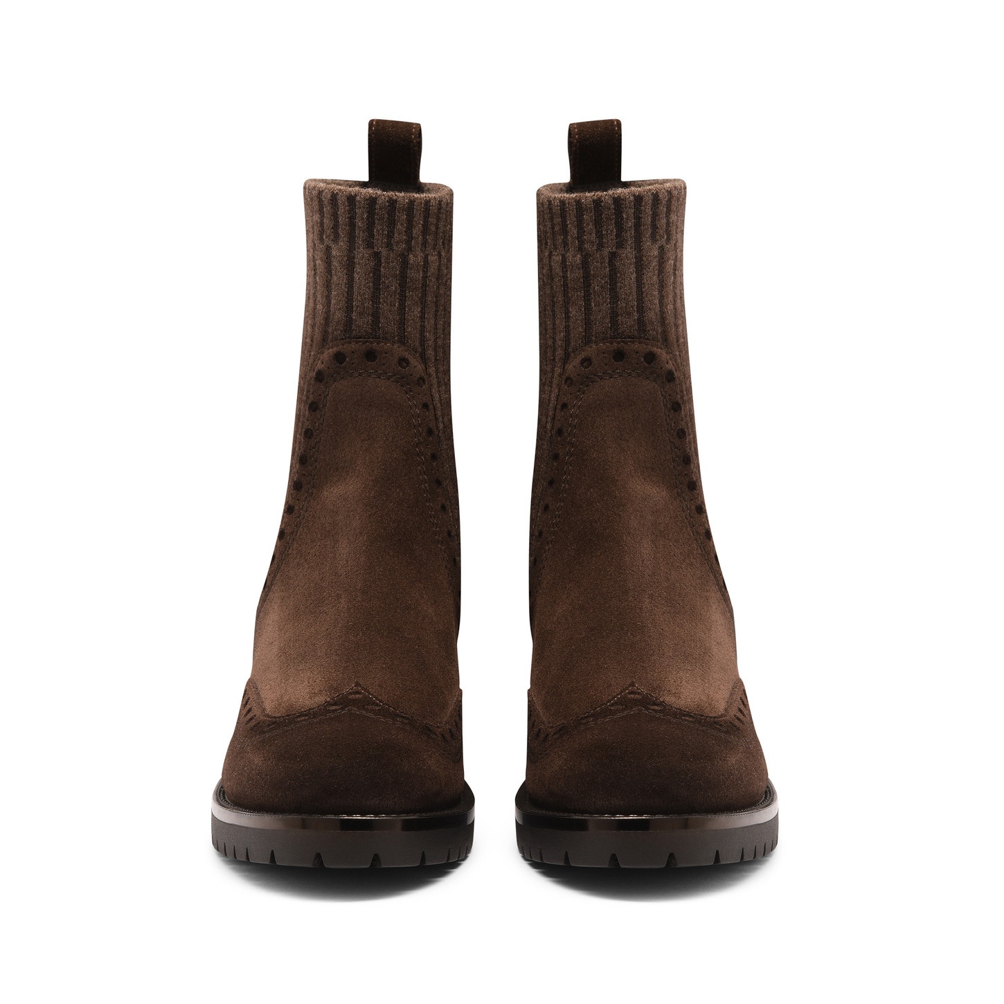 Women's dark brown suede low-heel ankle boot - 3