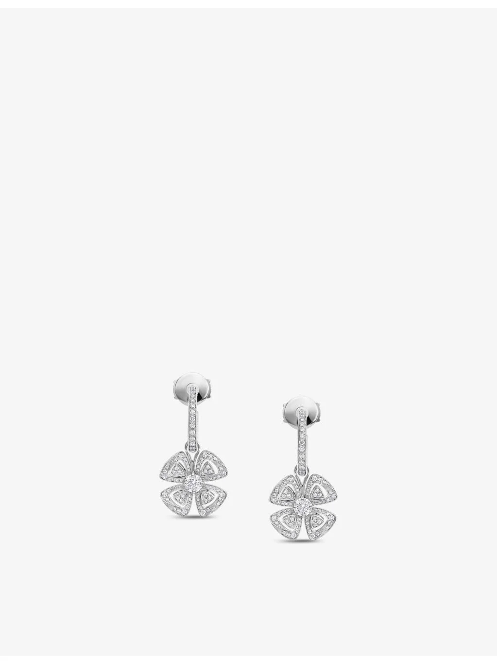 Fiorever 18ct white-gold and 0.89ct brilliant-cut diamond hoop earrings - 1