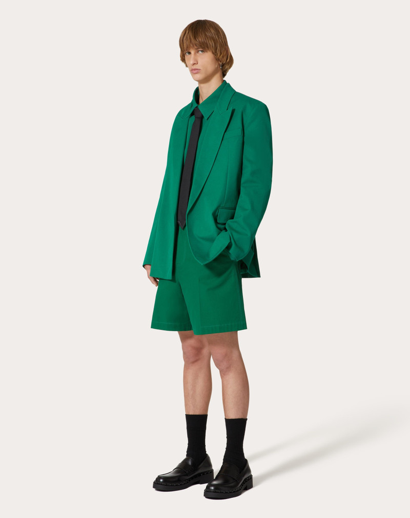 Valentino STRETCH COTTON CANVAS BERMUDA SHORTS WITH RUBBERIZED V DETAIL outlook