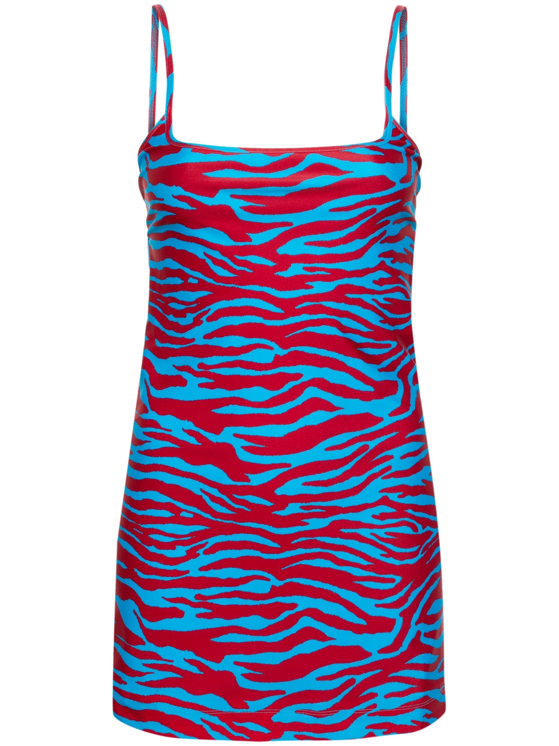 Blue And Red Zebra-Print Mini Dress - 1