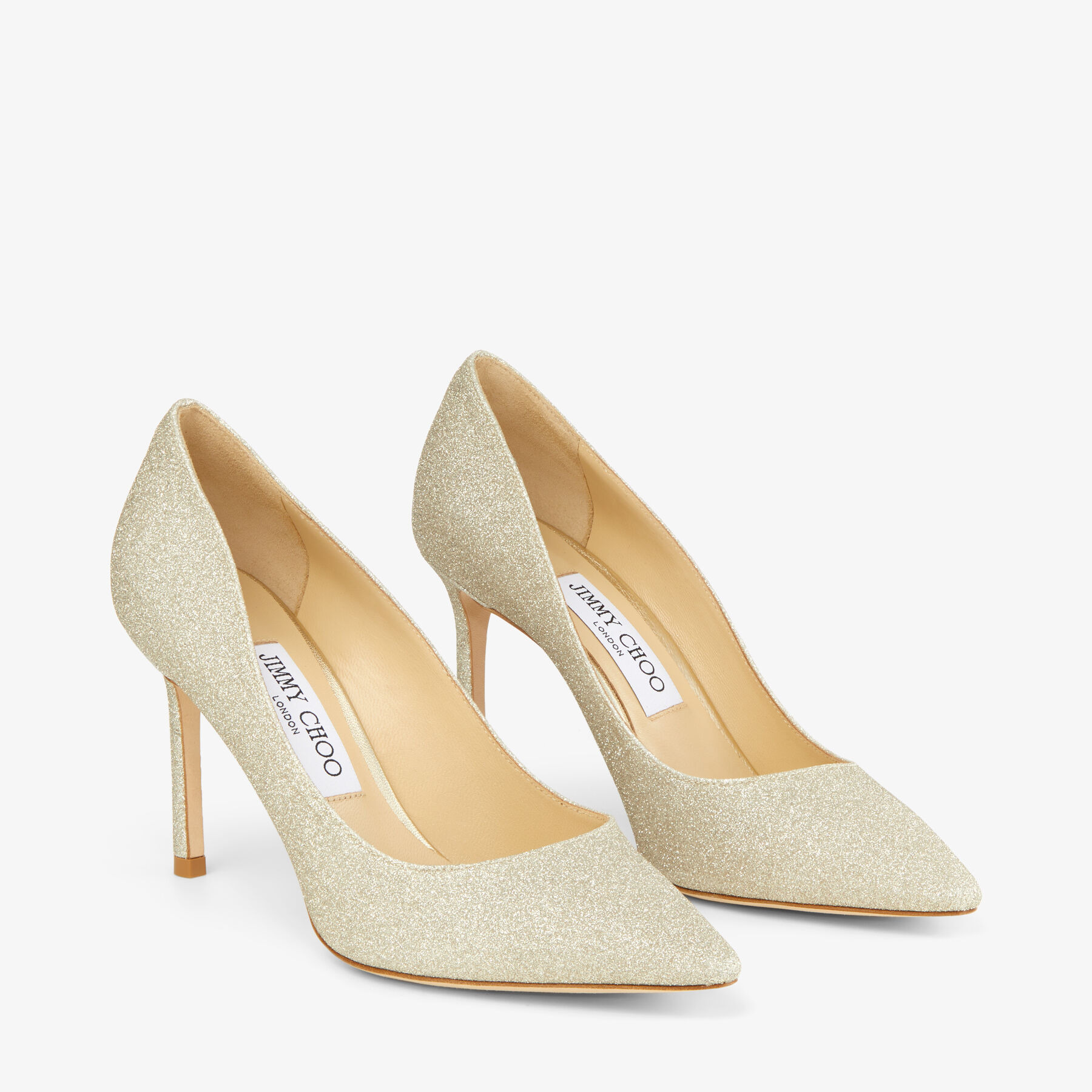 Romy 85
Platinum Ice Dusty Glitter Pointy Toe Pumps - 2
