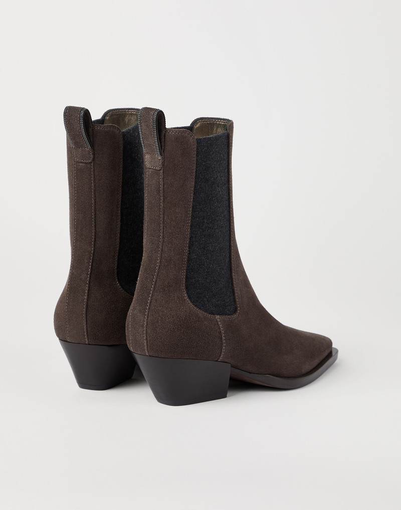 Brunello Cucinelli Suede Chelsea boots with precious loop detail outlook