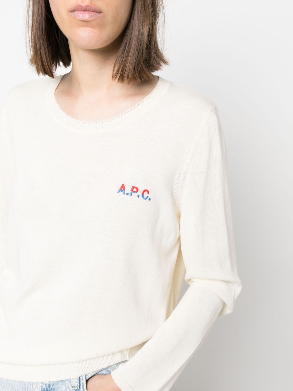 logo-embroidered cotton jumper - 5