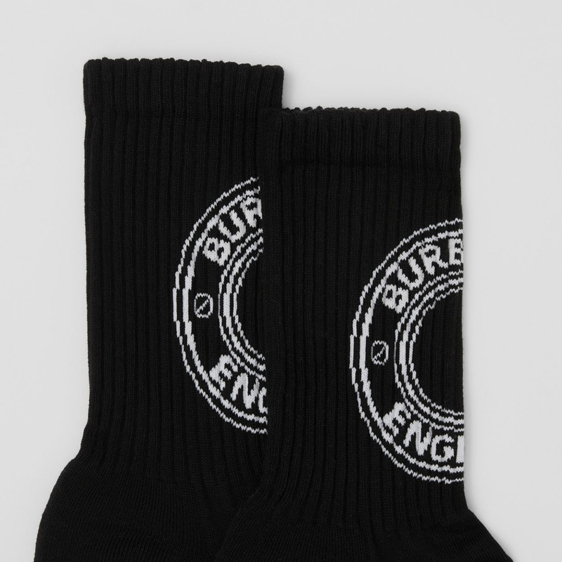 Burberry Logo Graphic Intarsia Cotton Blend Socks outlook