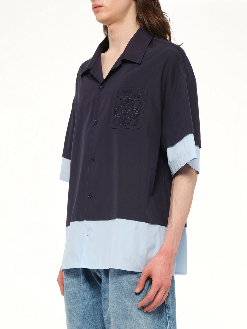 Short Sleeve Shirt in Dark Navy/Light Blue - 3