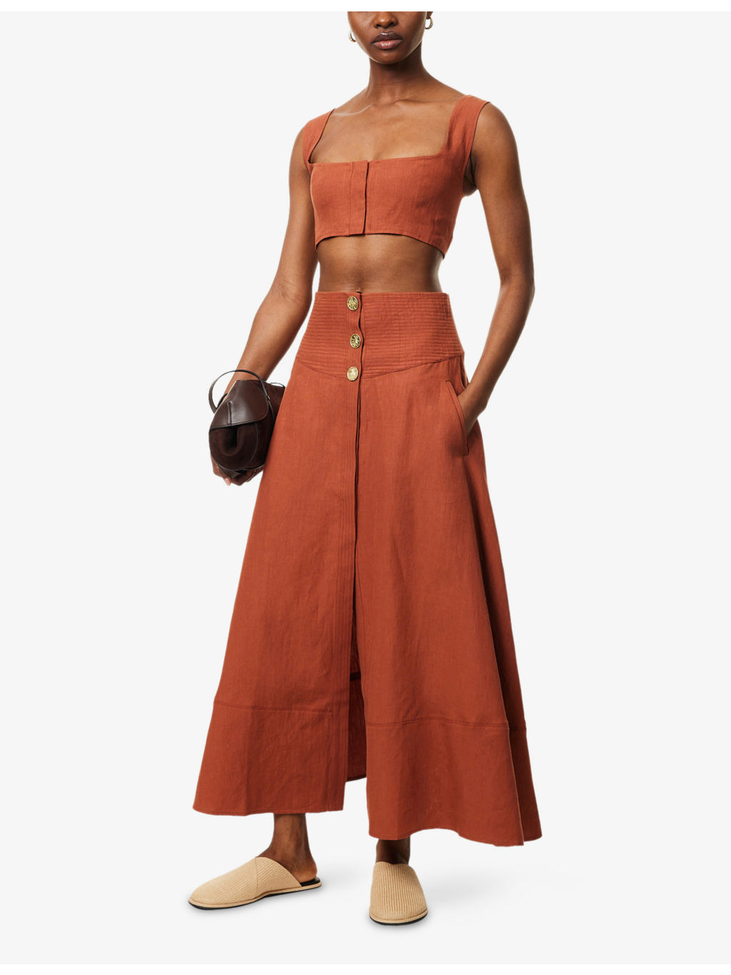 Harissa Cropped Linen Bra Top - 2