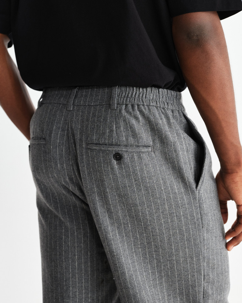 Malham - Charcoal Grey Pinstripe Wool Trousers 6