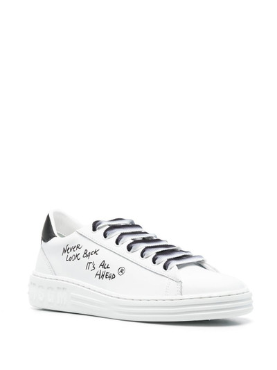 MSGM slogan-print leather sneakers outlook
