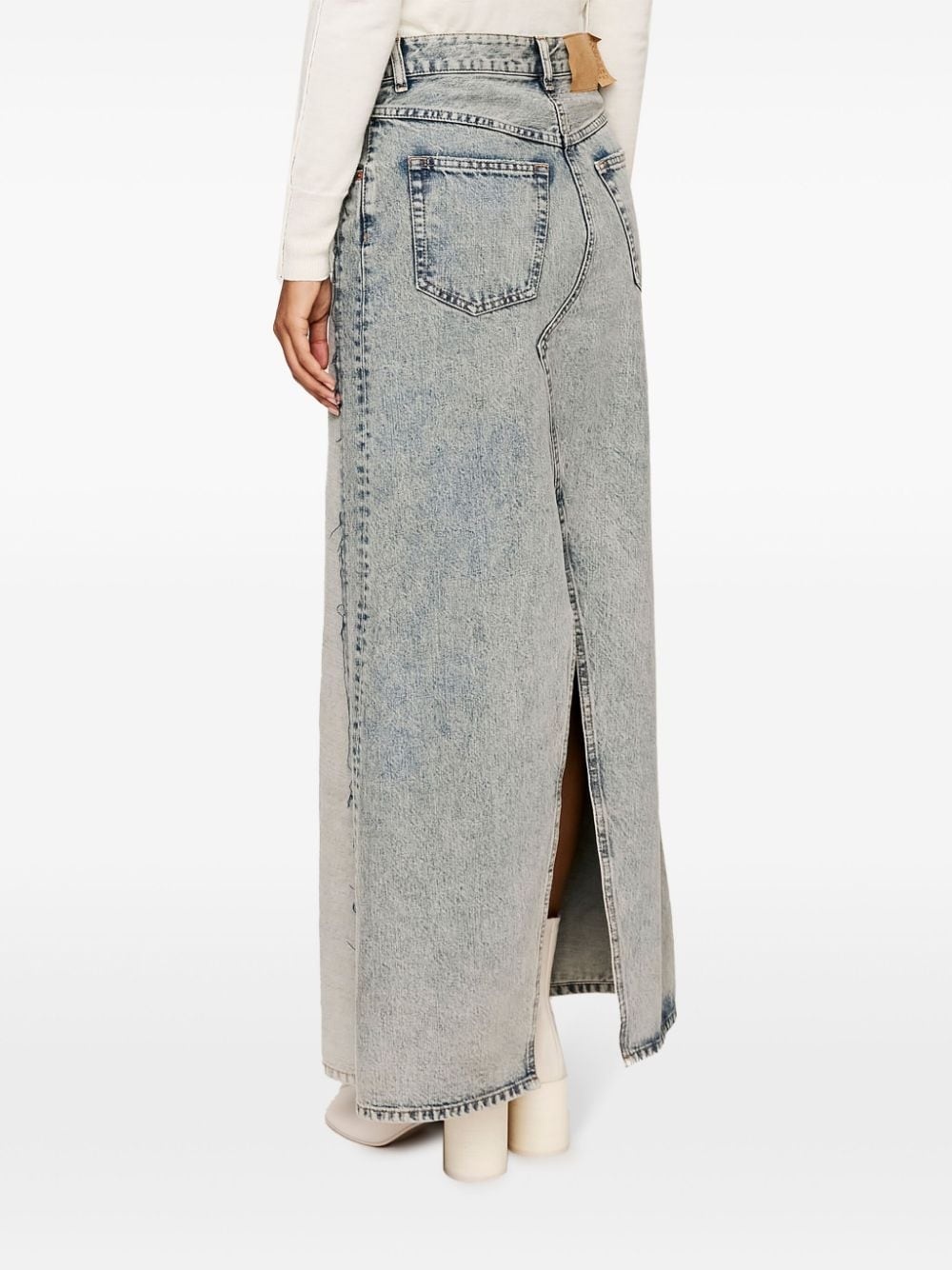 slit denim maxi-skirt - 5