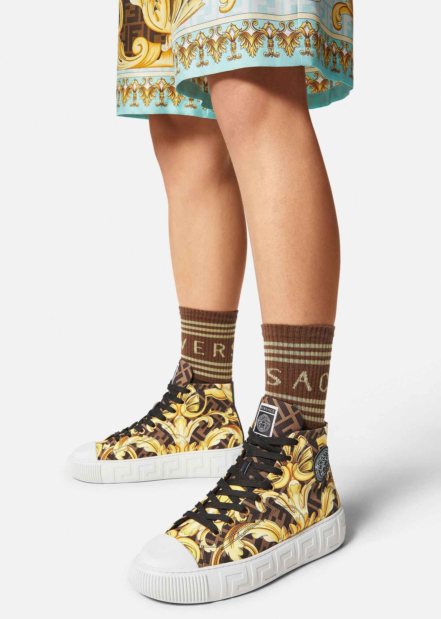 Fendace Gold Baroque Greca Sneakers - 6