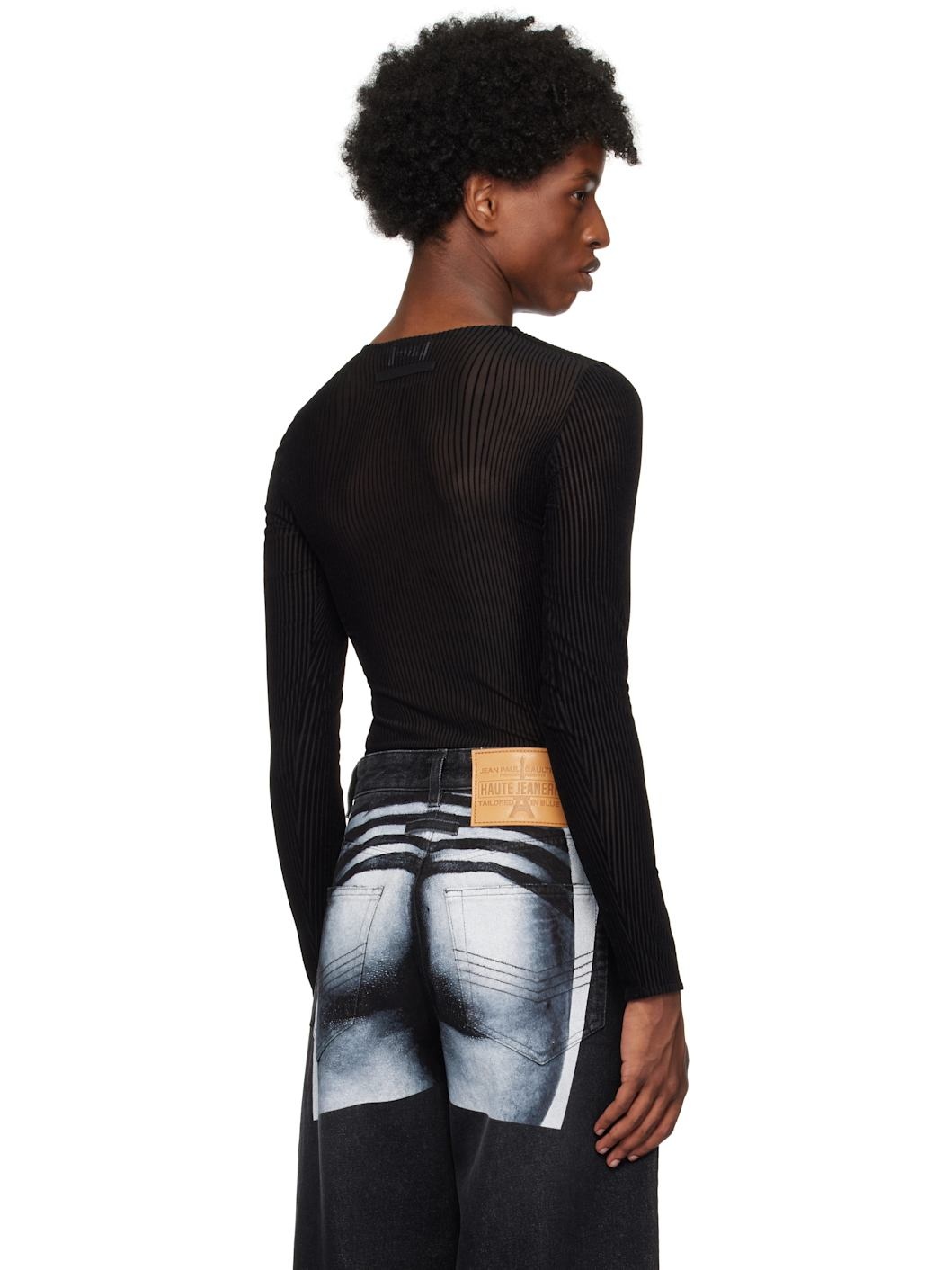 Black 'The Morphing Pinstripes' T-shirt - 3