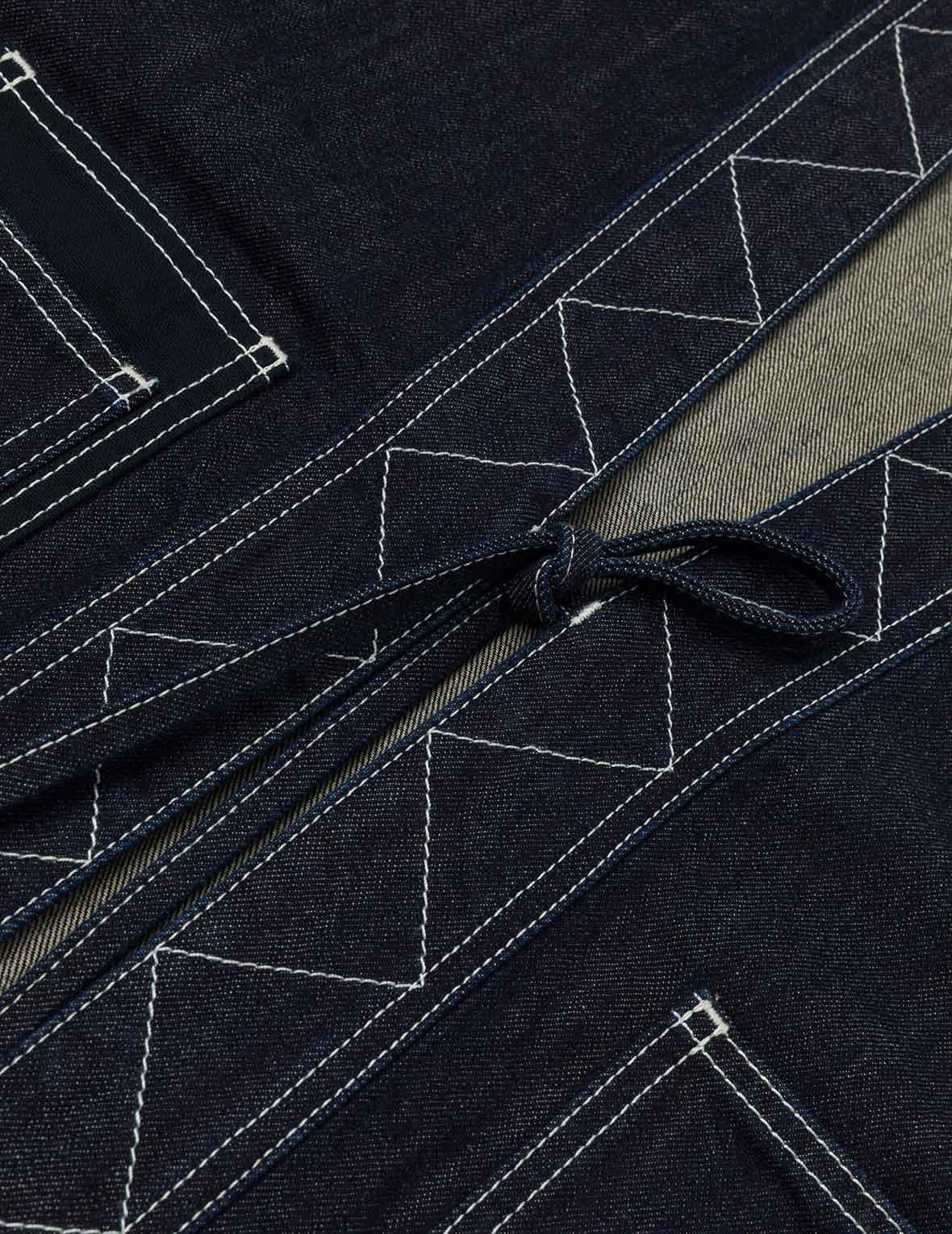 Multi-Pocket with Brocade Patch Relax Fit Denim Kimono - 6